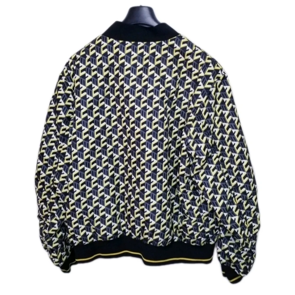 MCM Allover Cubic Monogram Logo Bomber Jacket /Black & Yellow Mens XXL - Picture 2 of 9
